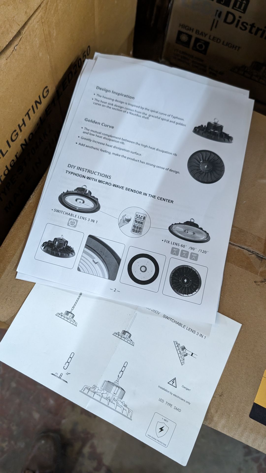 5 off high bay LED lights, model name Typhoon (Nautilus Shell Inspired Heat Sink Design) switchable - Image 4 of 5