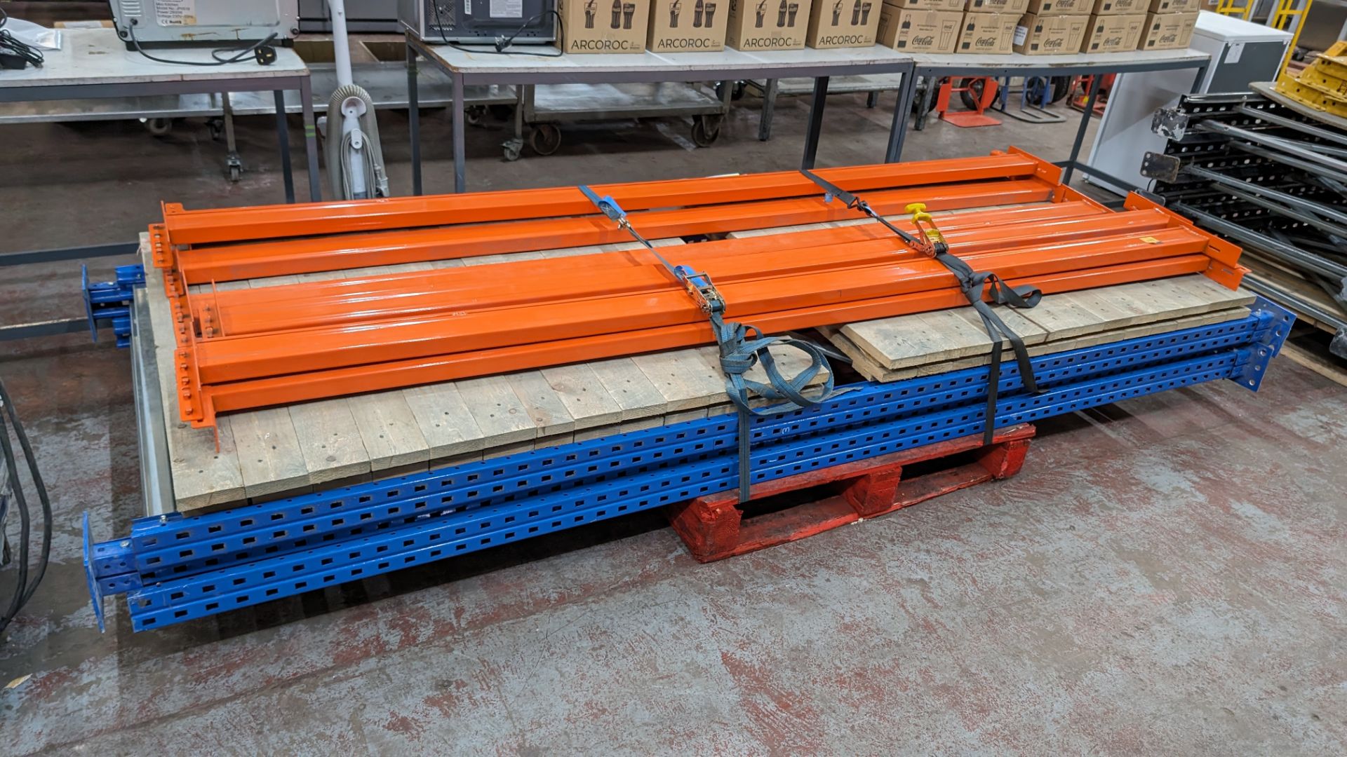Quantity of pallet racking comprising 3 off uprights each measuring approximately 3,000mm tall and 1