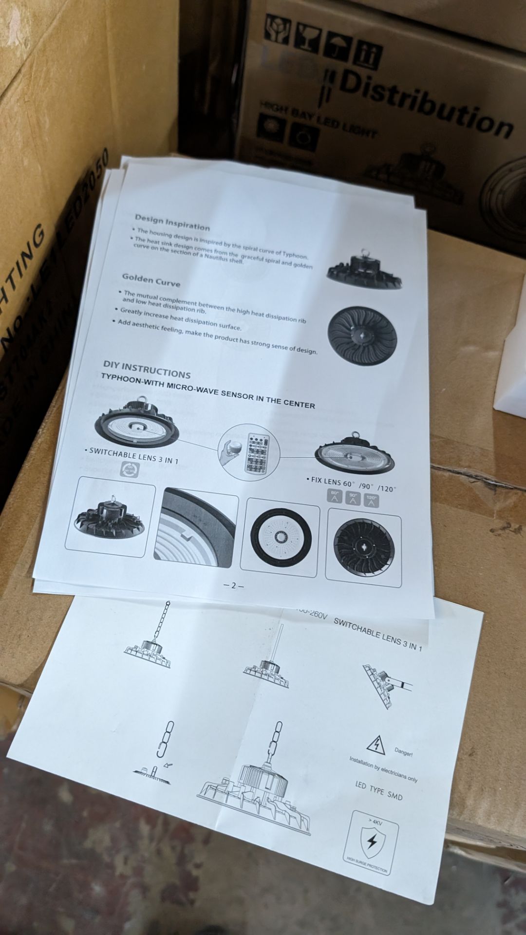 5 off high bay LED lights, model name Typhoon (Nautilus Shell Inspired Heat Sink Design) switchable - Image 3 of 5
