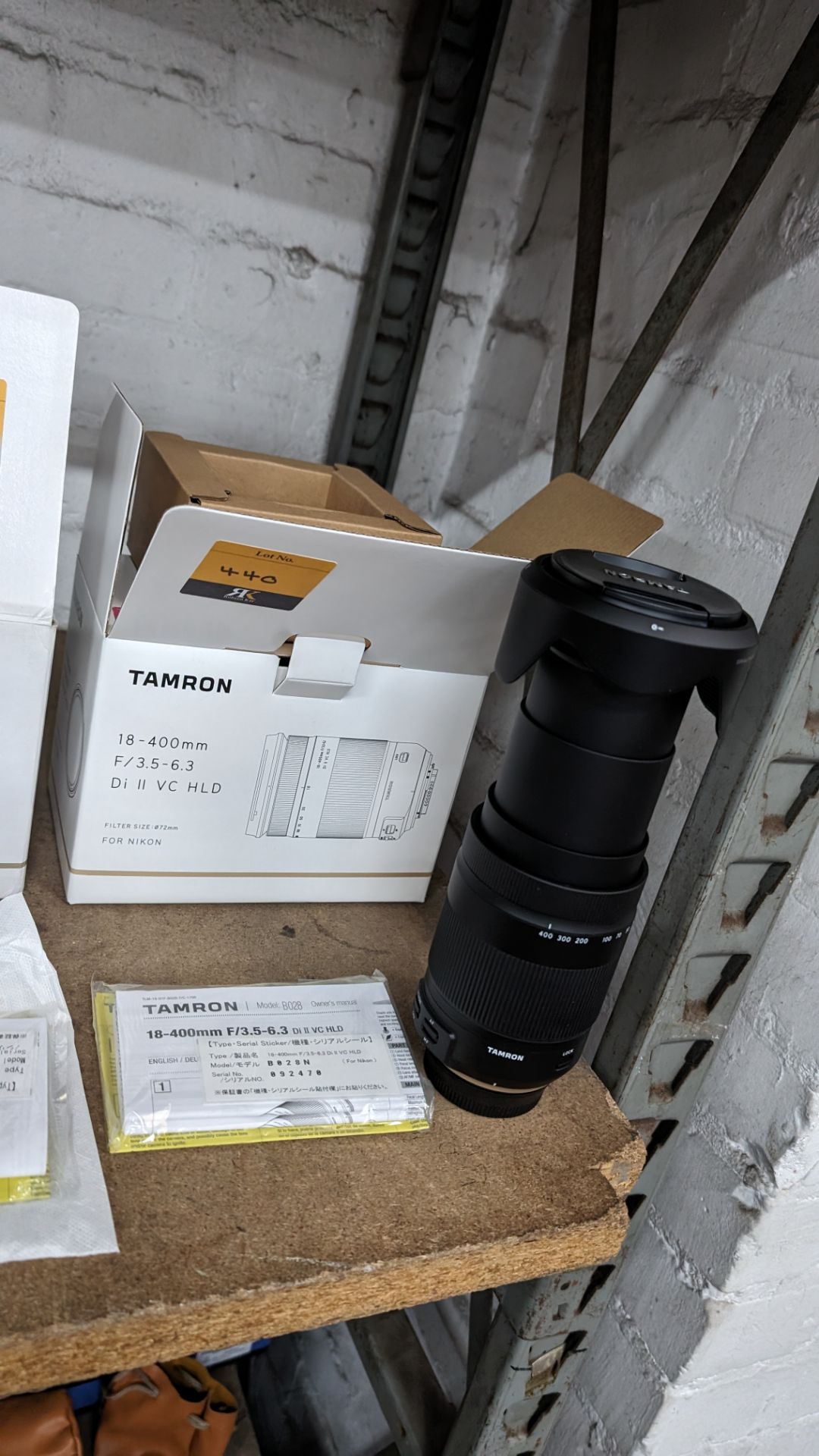 Tamron 18-400mm lens, f/3.5-6.3, Di II VC HLD. Filter size 72mm. For Nikon