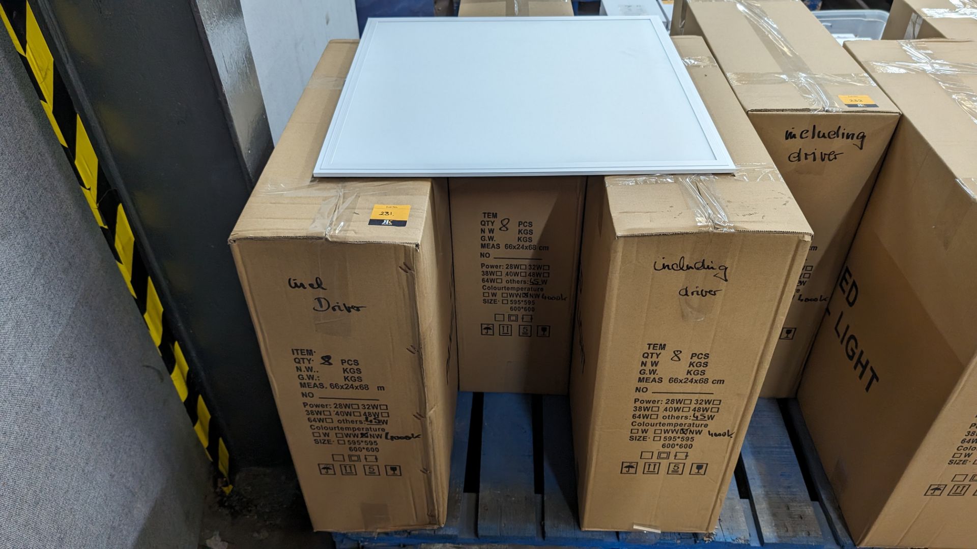 24 off 595mm x 595mm 4000k 45w LED lighting panel, each including driver. This lot comprises 3 cart