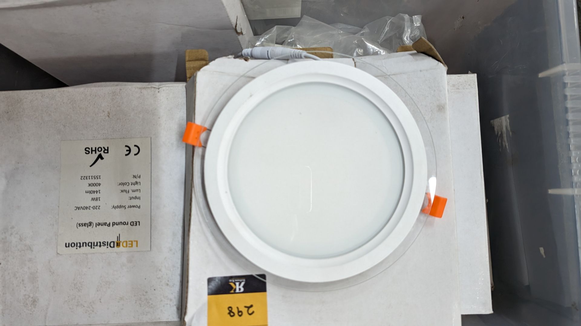 10 off glass LED round panel lamps, 18w, 4000k, 1440 lumens. 200mm diameter. Each LED lamp include - Bild 3 aus 5