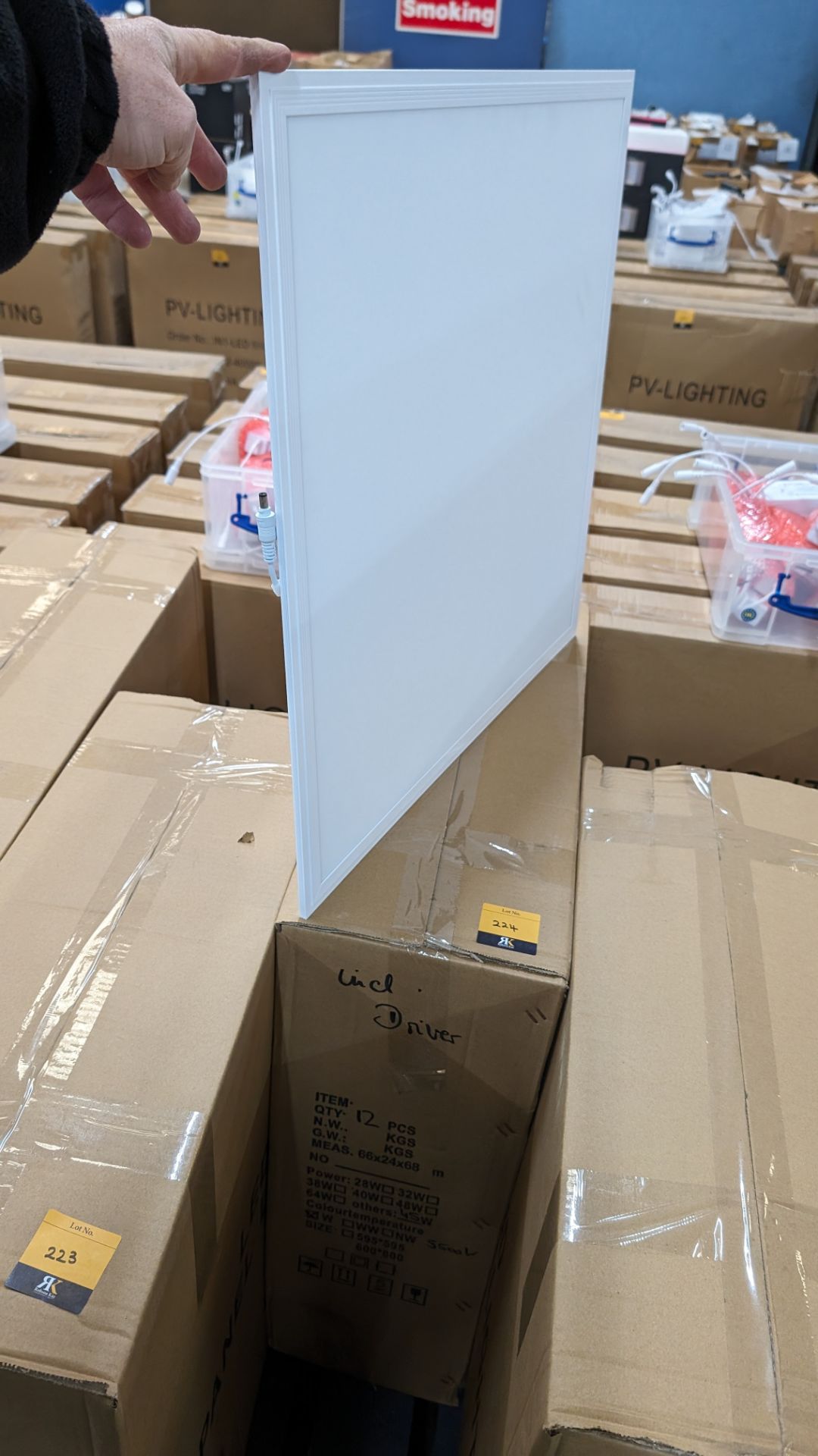 12 off 595mm x 595mm 5500k 45w LED lighting panels, each including driver - 1 carton