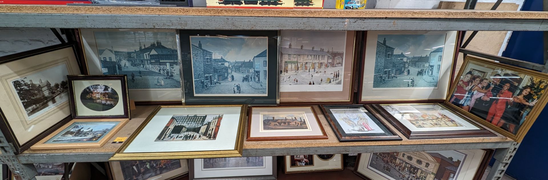 The contents of a bay of framed prints & pictures including reproduction Lowry, vintage photographs, - Image 2 of 14