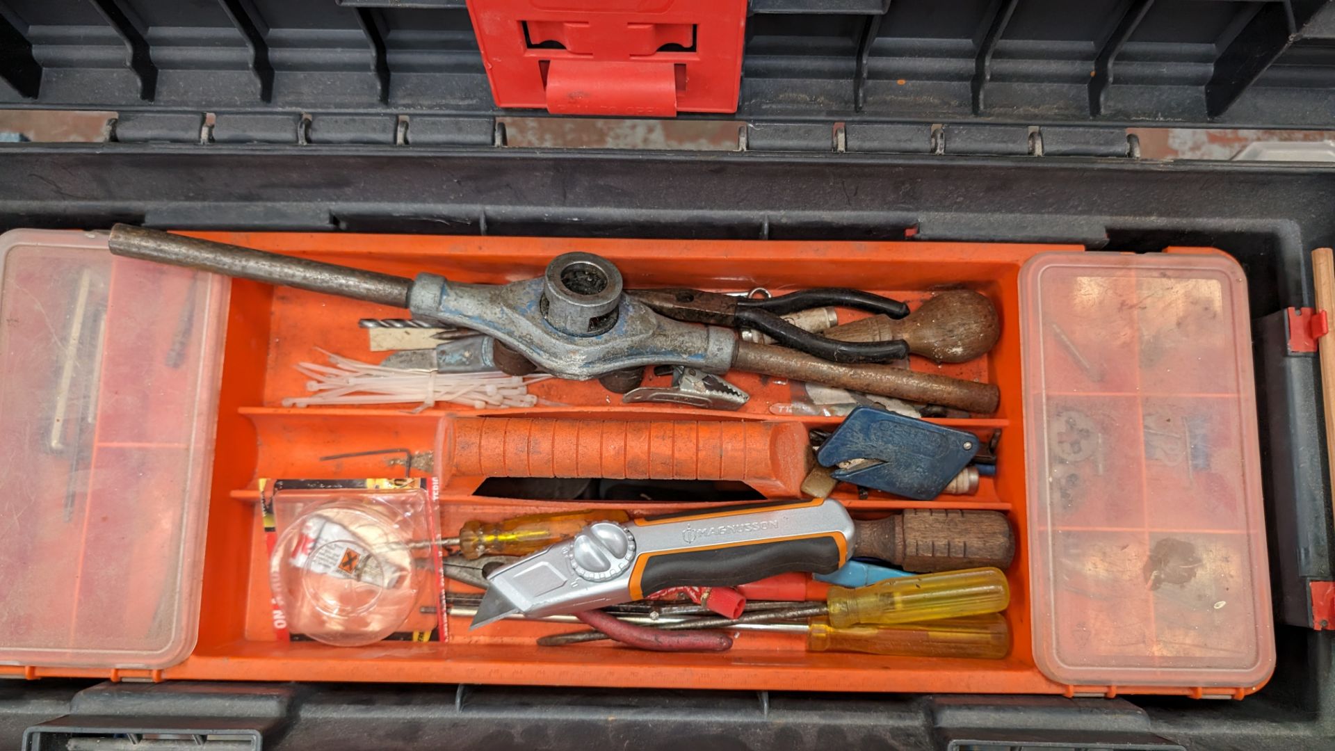 Quantity of tools & fixings comprising Stanley Fatmax case & contents, rectangular tool box & conten - Image 8 of 9