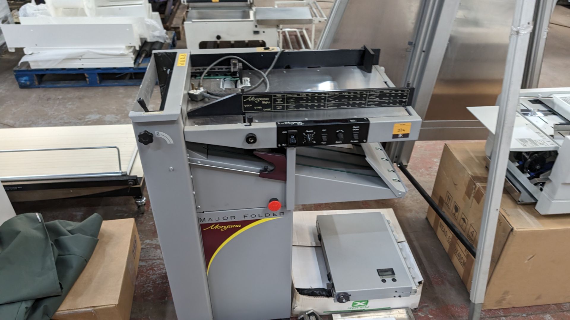 Morgana Major folding machine with creaser, including box of additional items & paperwork located to - Image 3 of 18