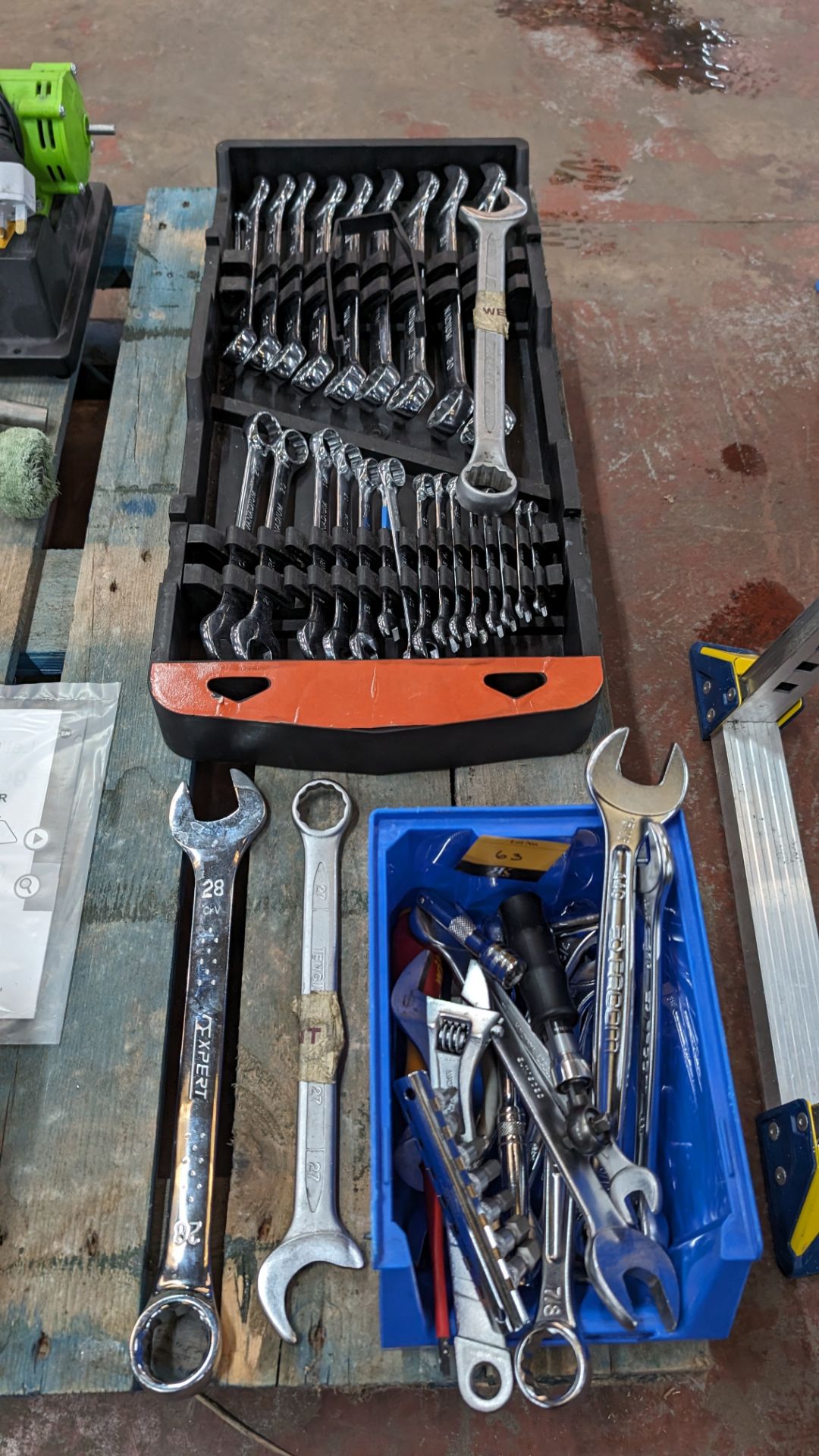 Row of spanners comprising tray & contents plus lin bin & contents - Image 2 of 7