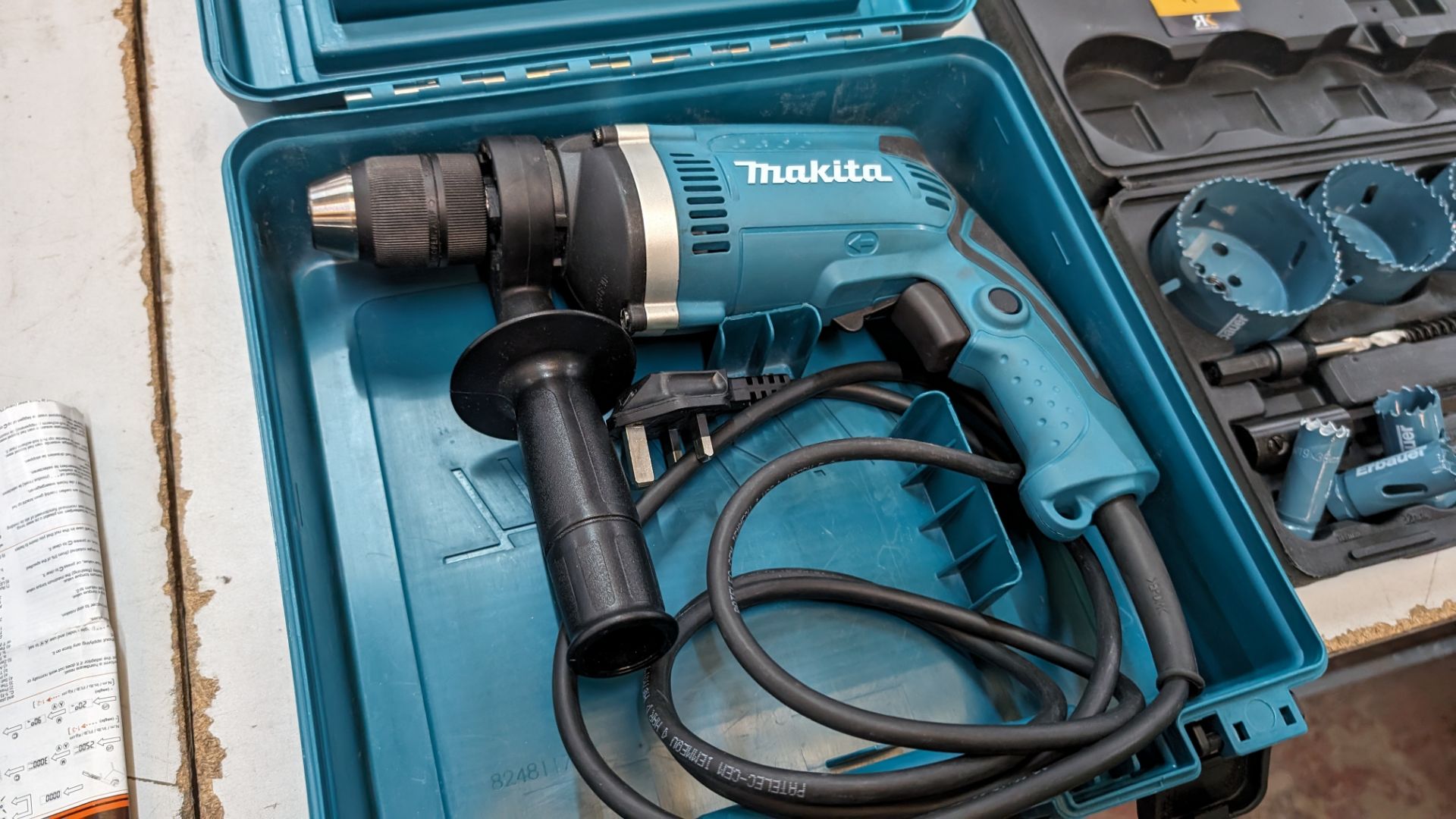 Makita drill model HP1631 in dedicated case with fixings storage - Image 3 of 9