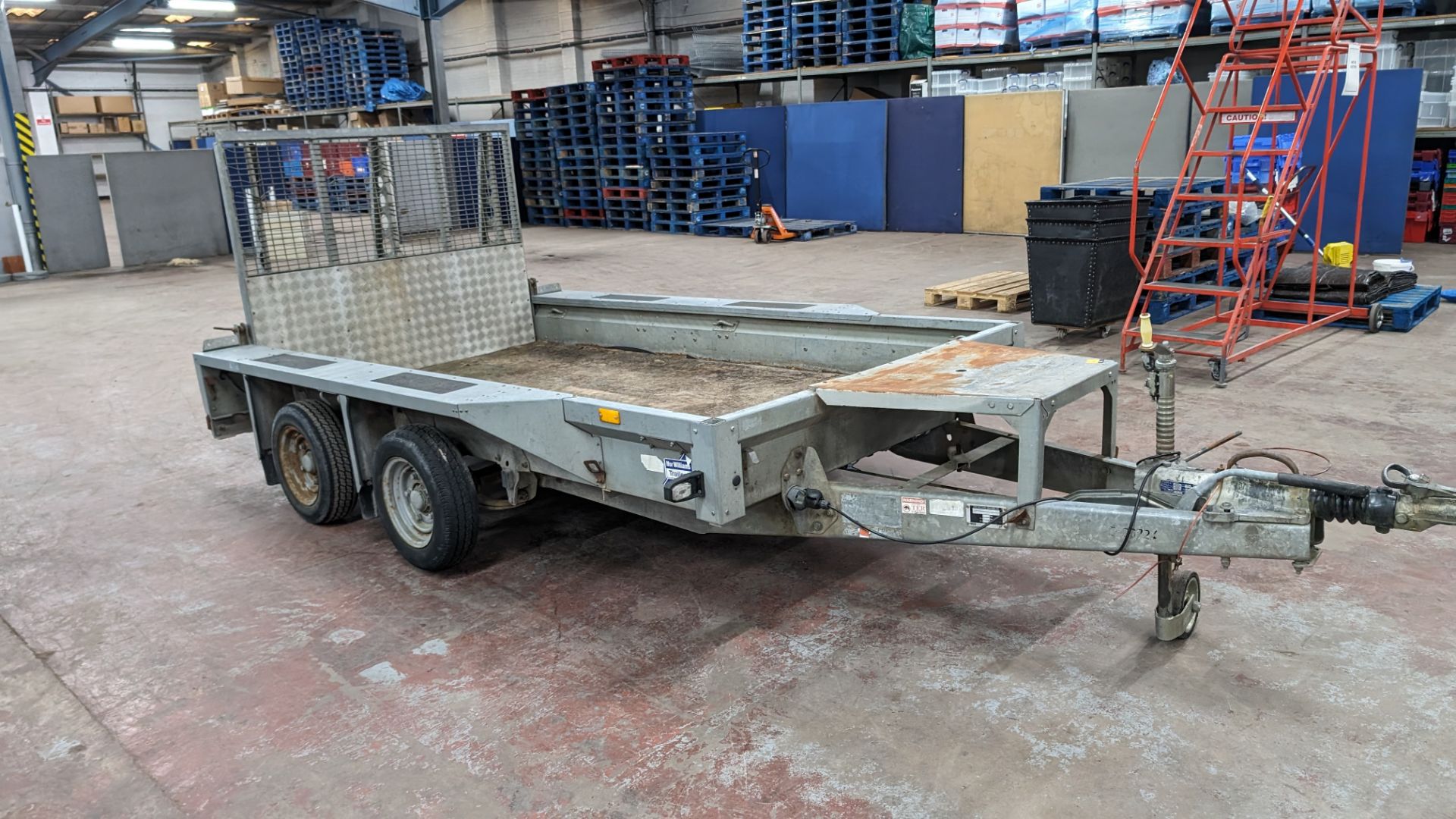Ifor Williams twin axle plant trailer with fold down ramp to the rear (3500kg capacity), trailer typ