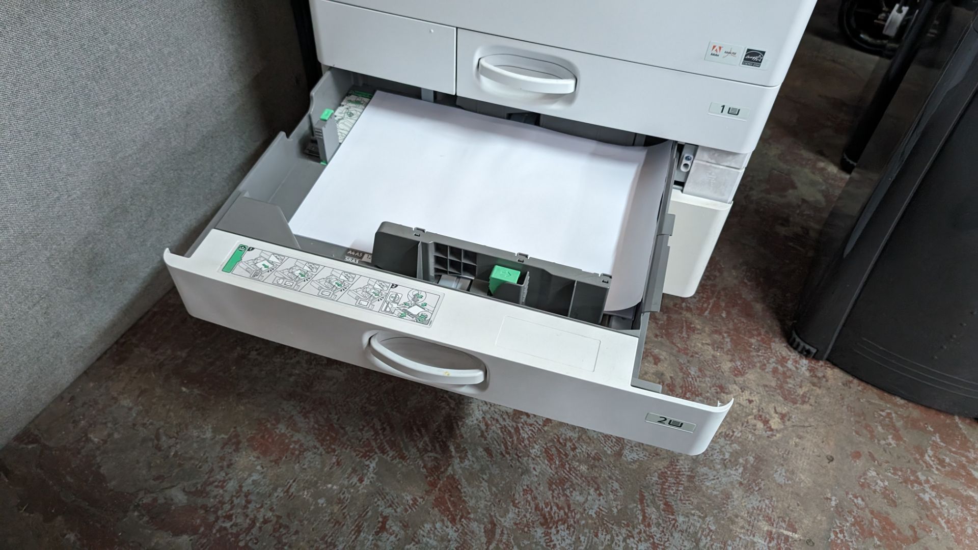Ricoh MP C3003 floor standing copier with touchscreen controls, ADF, twin paper cassettes & more - Image 11 of 18