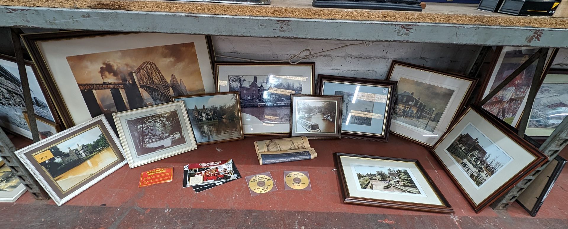 The contents of a bay of scenic photographs & other items - 10 framed items plus quantity of assorte