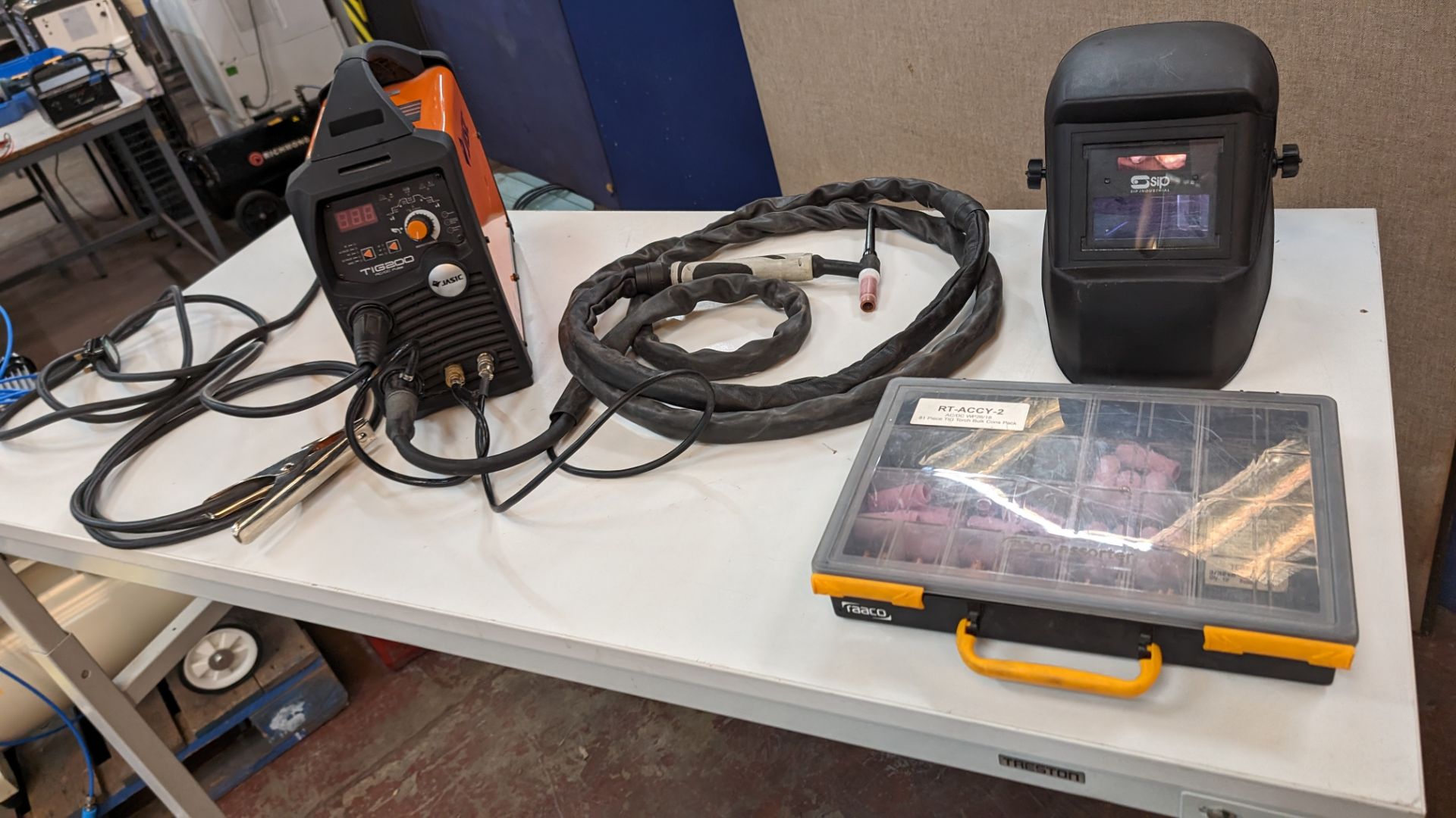 Jasic Pro tig 200 AC/DC pulse welder, including welding mask, box of consumables & other items as pi - Image 23 of 23