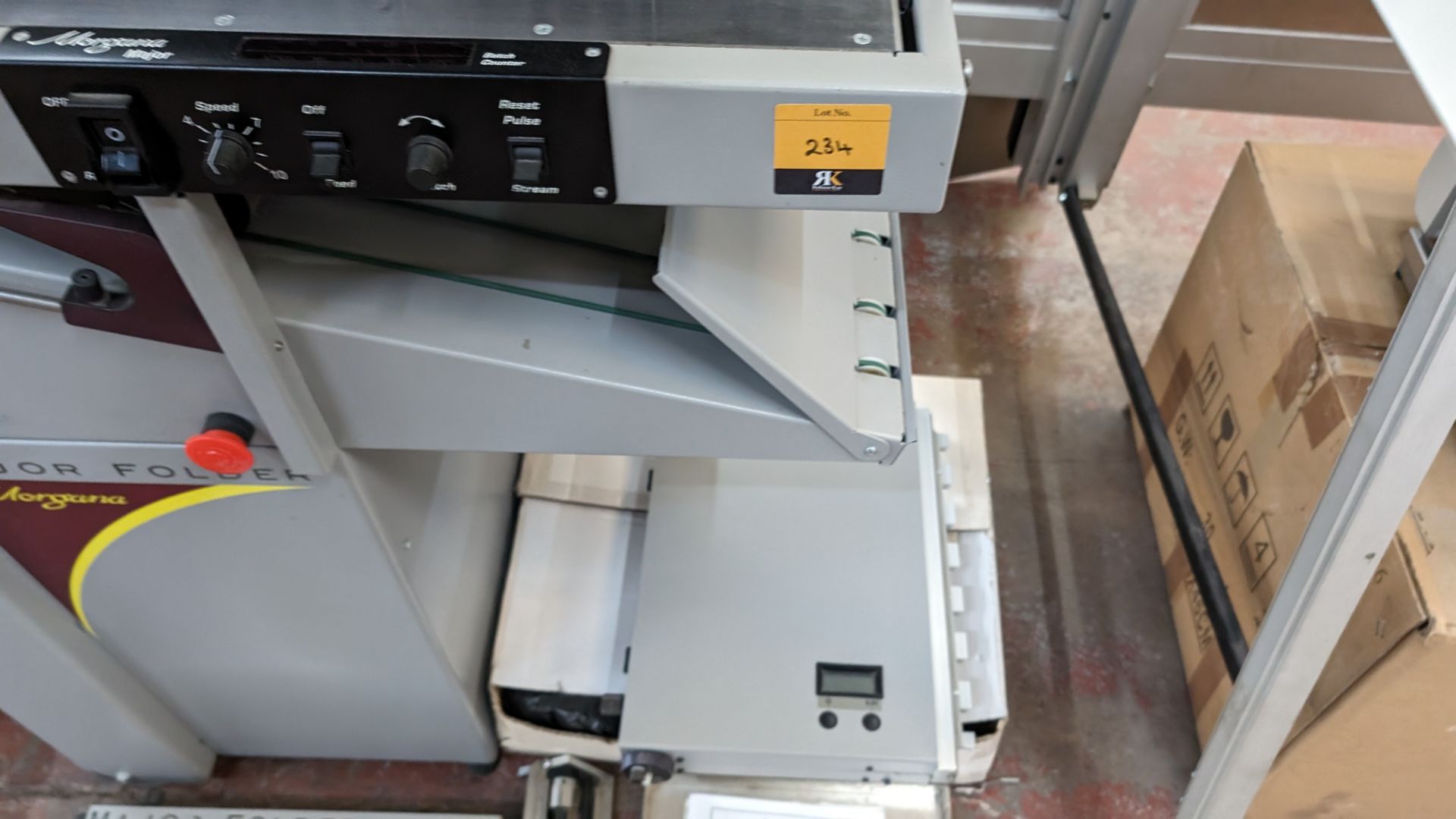 Morgana Major folding machine with creaser, including box of additional items & paperwork located to - Image 8 of 18