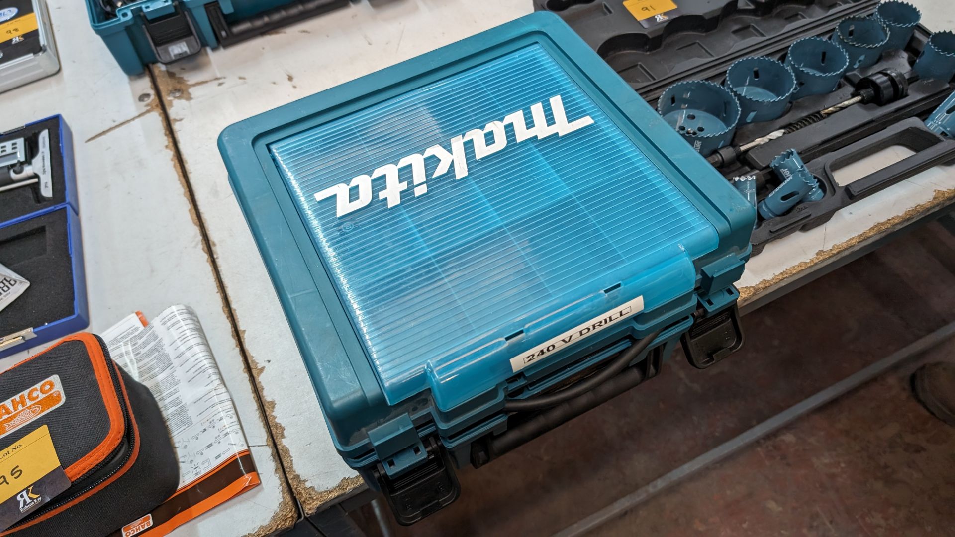 Makita drill model HP1631 in dedicated case with fixings storage - Image 8 of 9