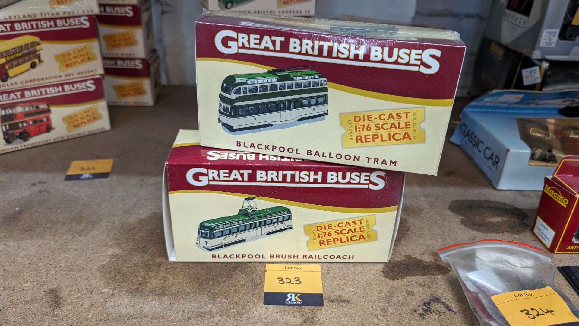 2 off Great British Buses die-cast tram replicas, 1:76 scale
