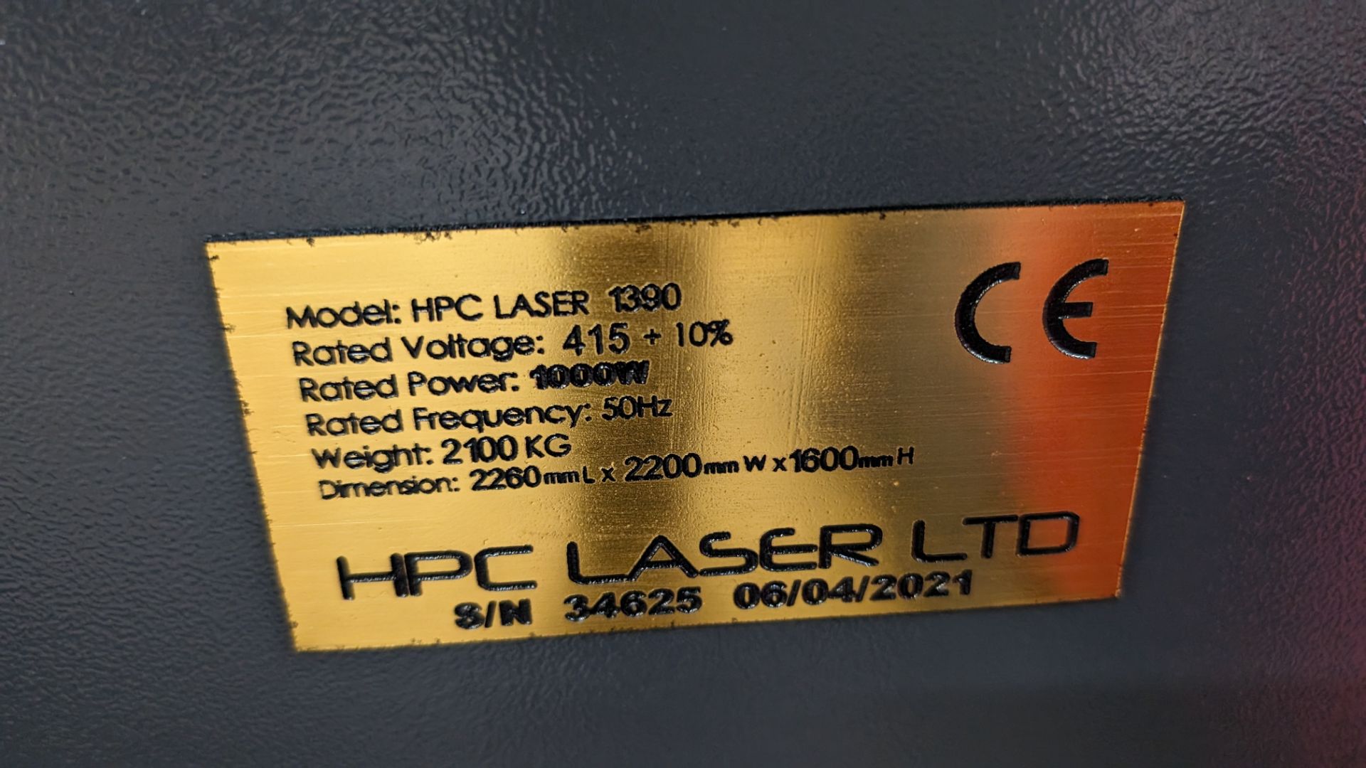 2021 HPC LS1390 1000W IPG fibre laser cutting machine. Includes external chiller. Includes extractio - Bild 8 aus 41