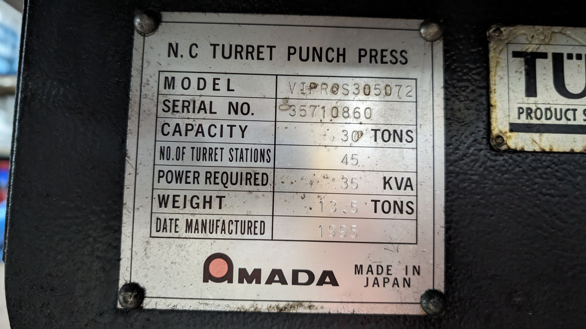 1995 Amada Vipros 357 NC turret punch press, 45 turret stations, 30 ton capacity, serial number 3571 - Image 26 of 51