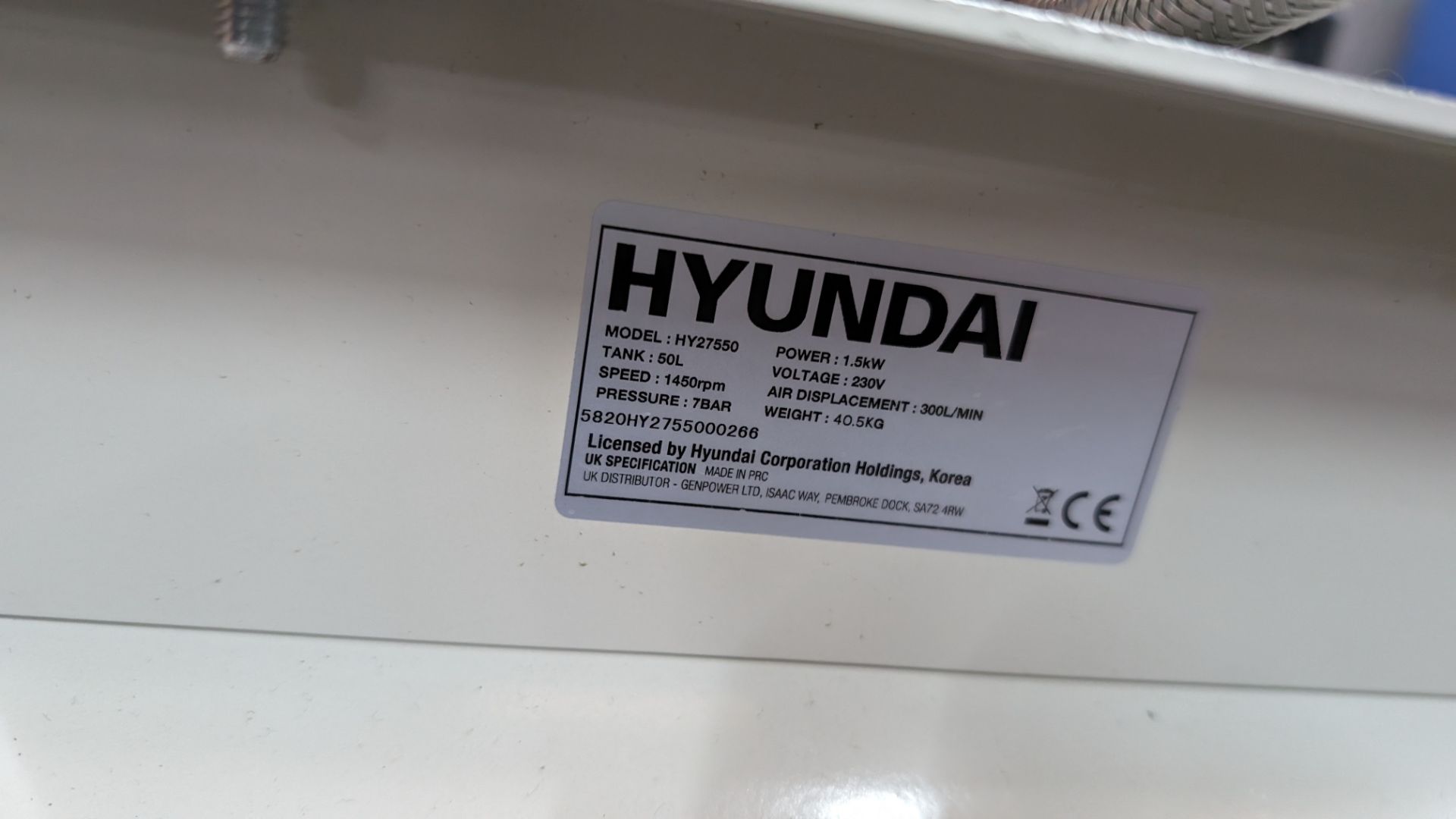 Hyundai super silent oil-free compressor system model HY27550 - Image 4 of 11