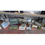 The contents of a bay of railway related photos & pictures, mostly framed - 16 items in total