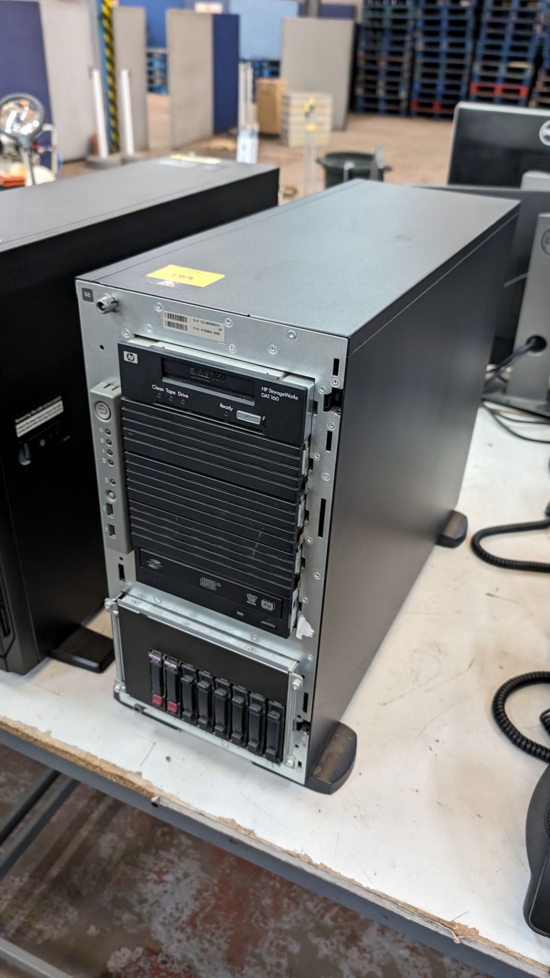 HP server incorporating 2 off hot swap drives, optical drive & HP Storageworks DAT 160 tape drive