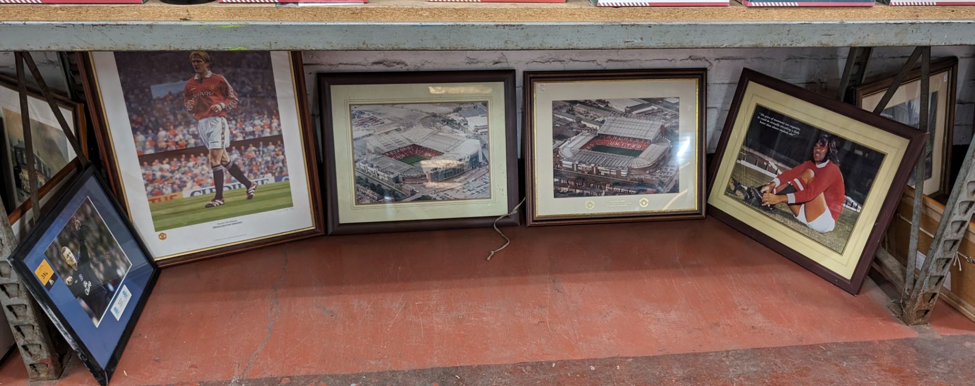 5 off football related framed photos, comprising 4 photographs relating to Manchester Utd & 1 relati
