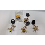 4 off highly decorative bee keyrings
