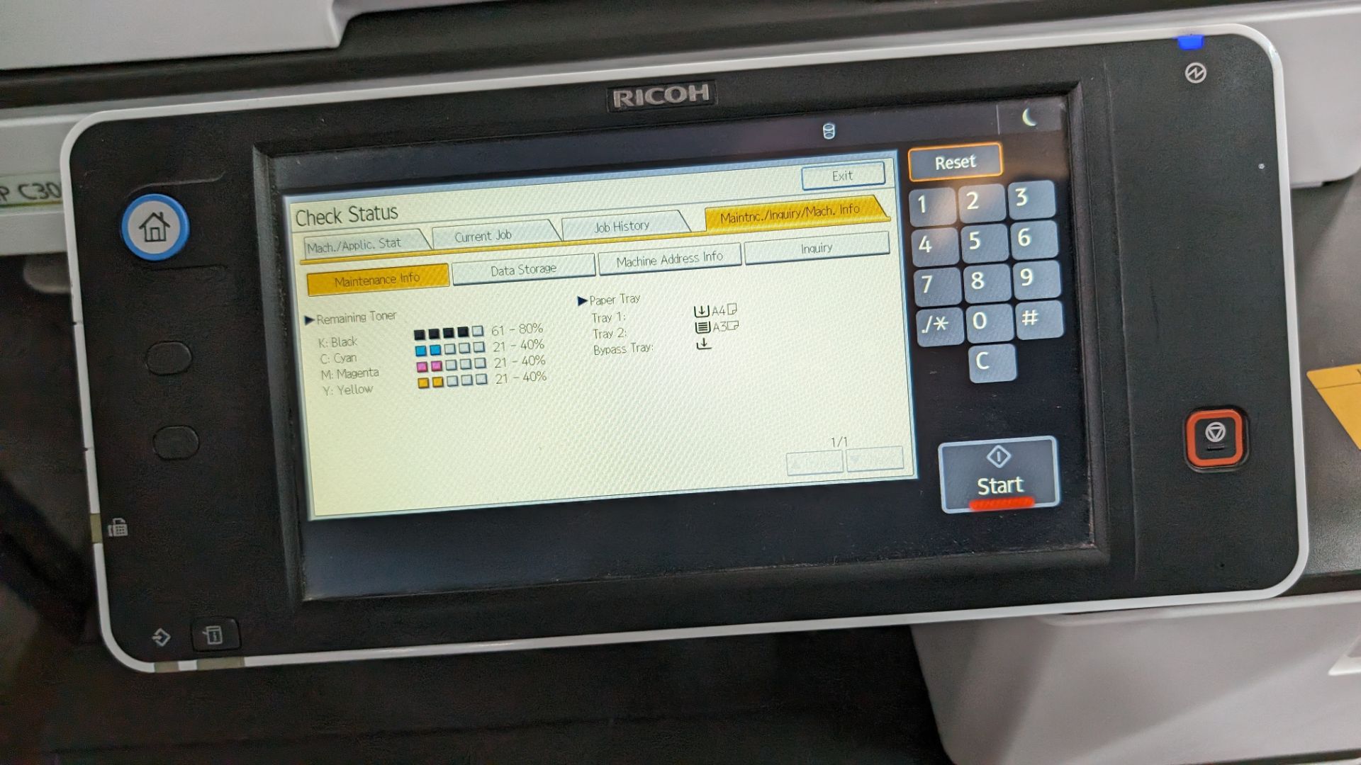 Ricoh MP C3003 floor standing copier with touchscreen controls, ADF, twin paper cassettes & more - Image 5 of 18