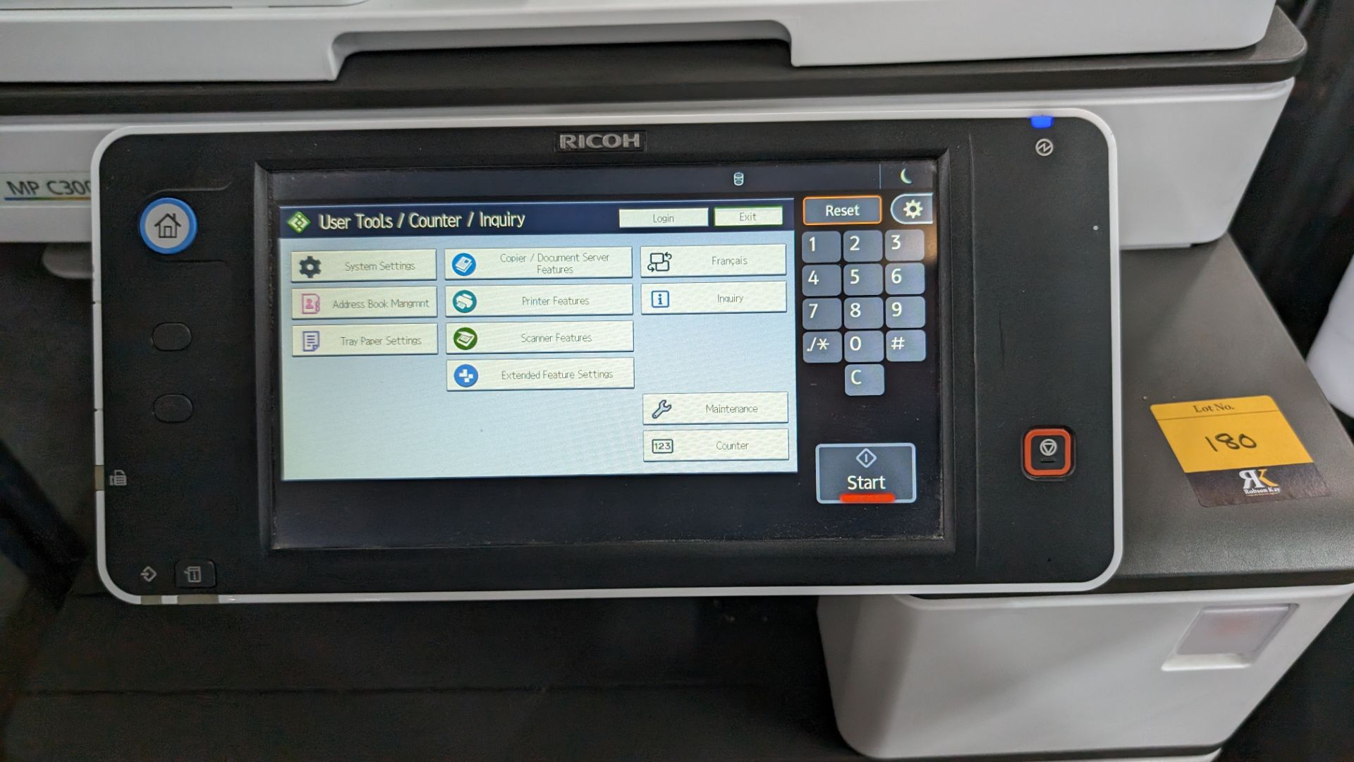 Ricoh MP C3003 floor standing copier with touchscreen controls, ADF, twin paper cassettes & more - Image 6 of 18