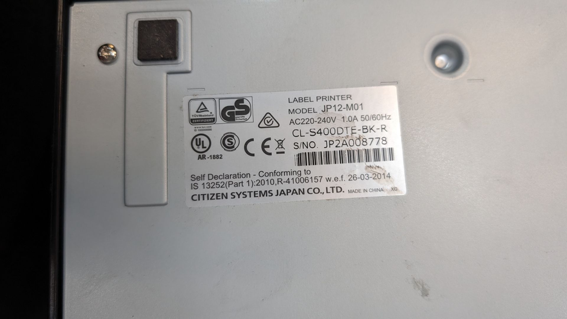 Citizen model CL-S400DT label printer - Image 6 of 7