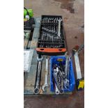 Row of spanners comprising tray & contents plus lin bin & contents