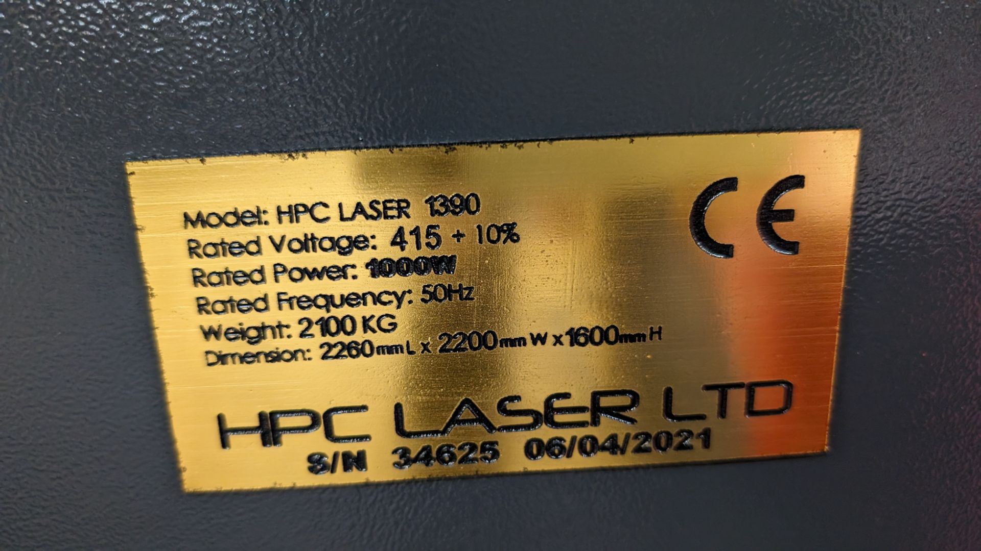 2021 HPC LS1390 1000W IPG fibre laser cutting machine. Includes external chiller. Includes extractio - Image 9 of 41