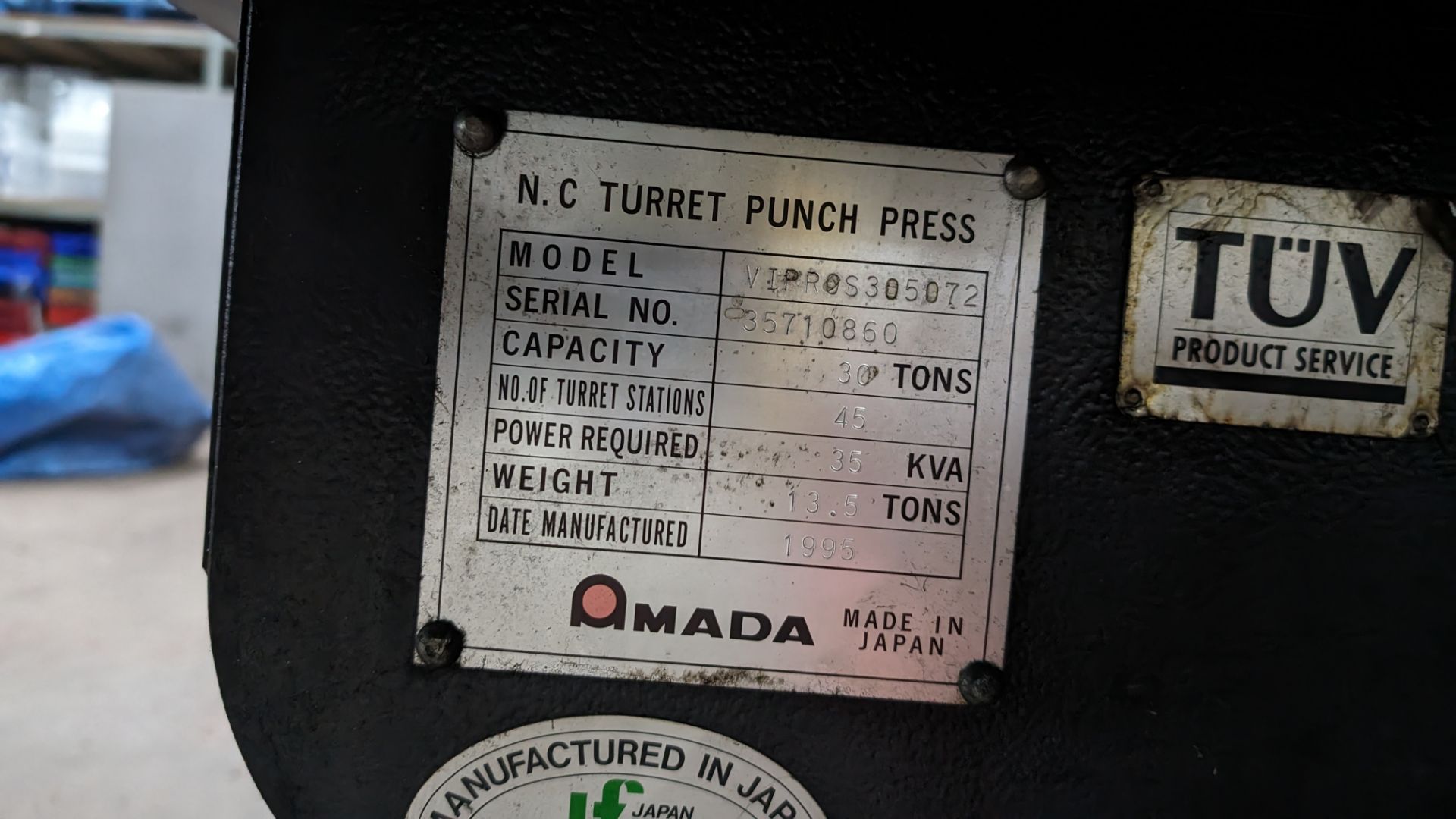 1995 Amada Vipros 357 NC turret punch press, 45 turret stations, 30 ton capacity, serial number 3571 - Image 25 of 51