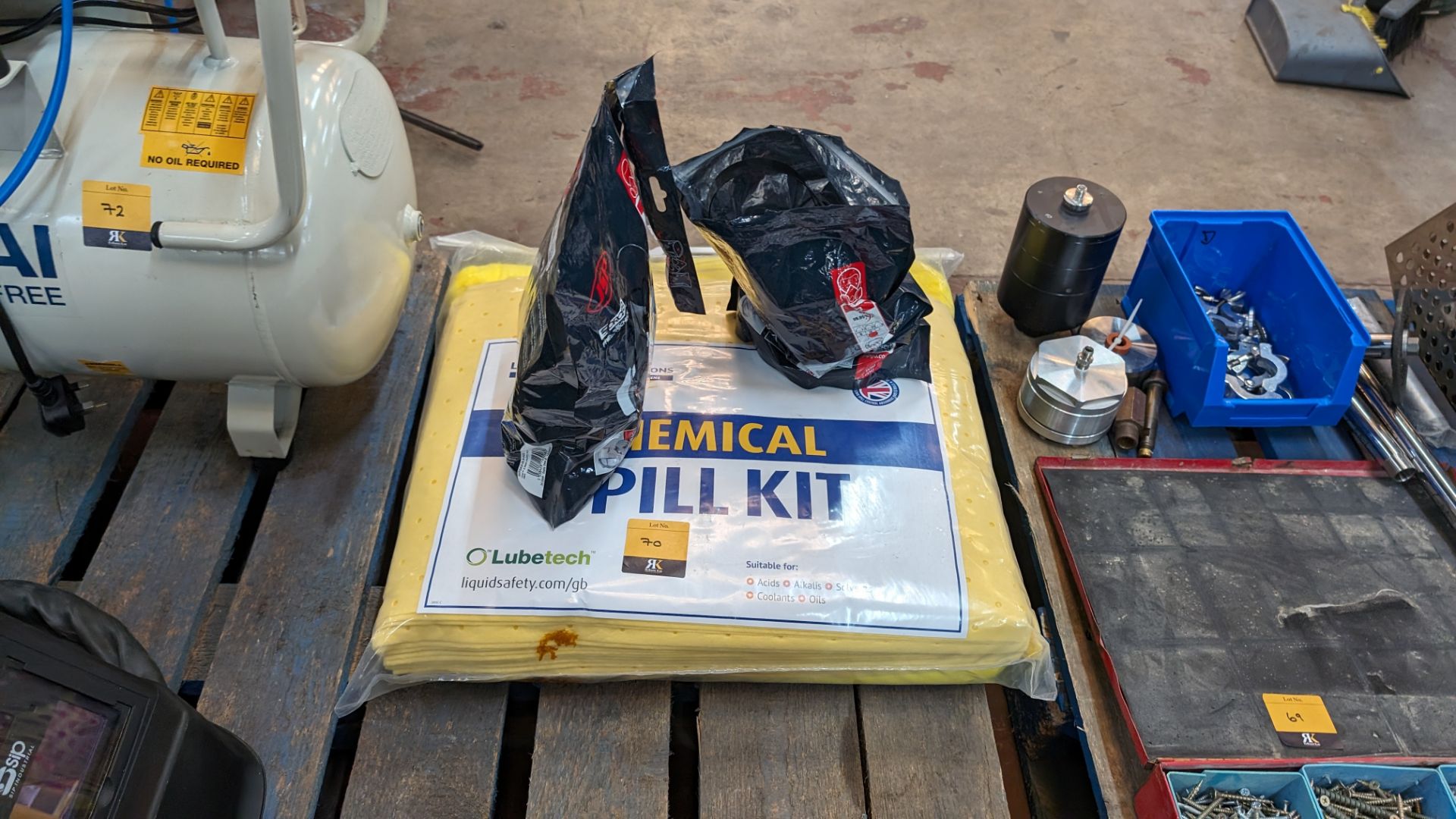 Chemical spill kit plus 2 off respirator devices