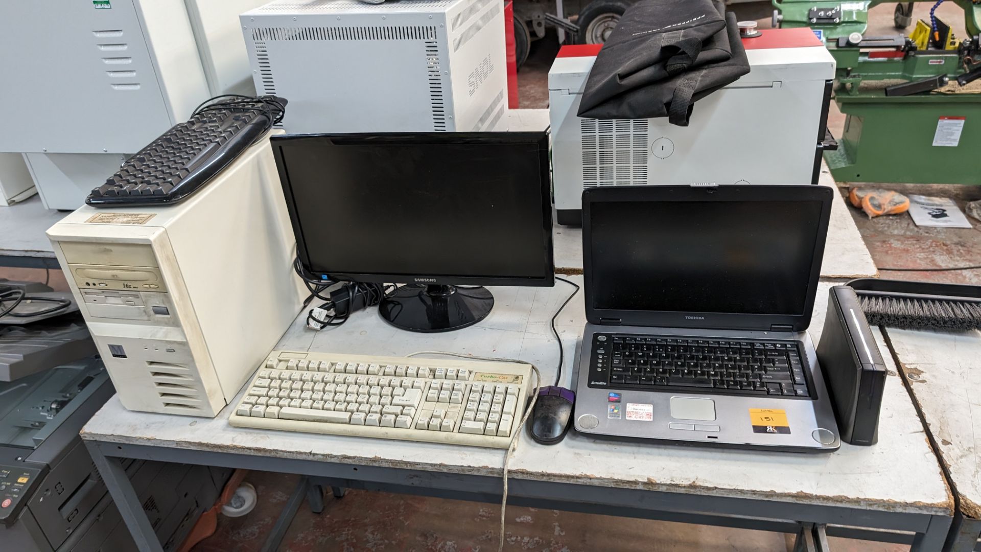 Mixed IT lot comprising desktop computer, monitor, keyboard, mouse, notebook & external hard drive -