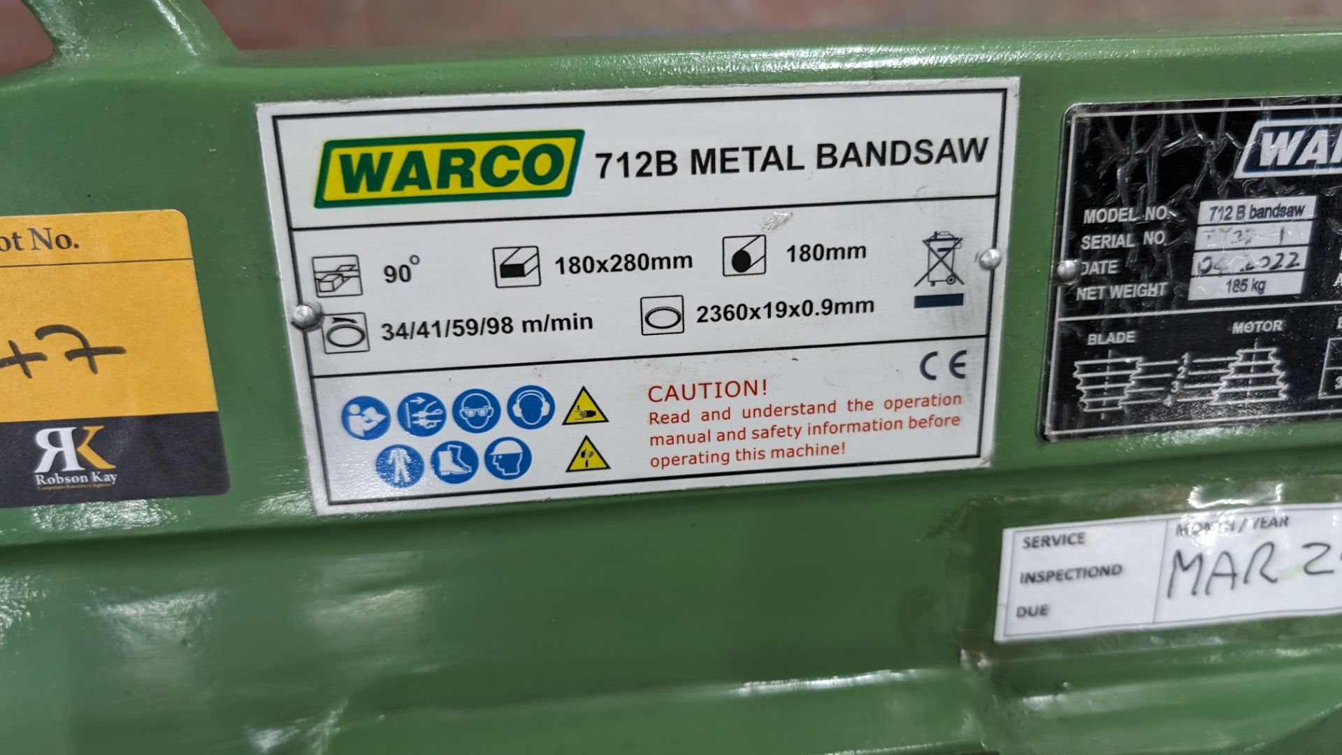 Warco model 712B metal band saw - Image 8 of 15