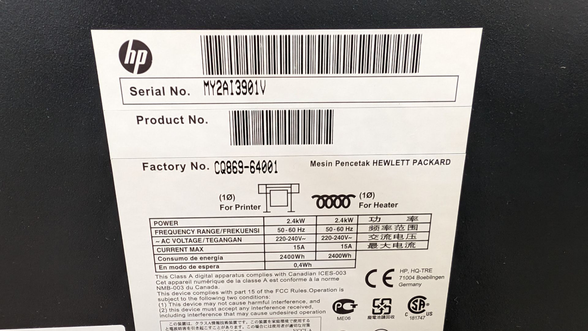 HP DesignJet L26500 wide format printer with latex inks and motorised roller, 61" capacity - Image 14 of 18