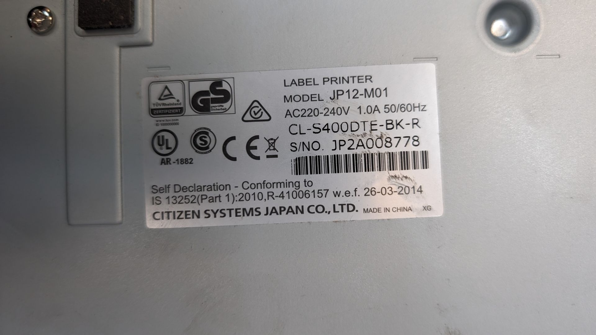 Citizen model CL-S400DT label printer - Image 5 of 7