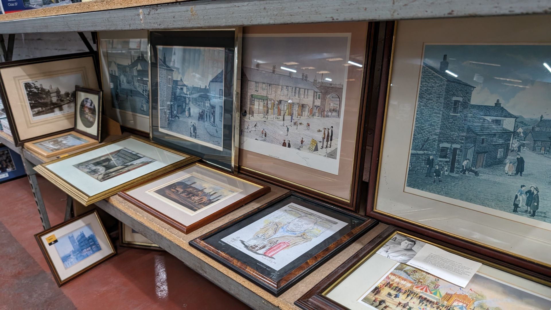 The contents of a bay of framed prints & pictures including reproduction Lowry, vintage photographs, - Image 13 of 14