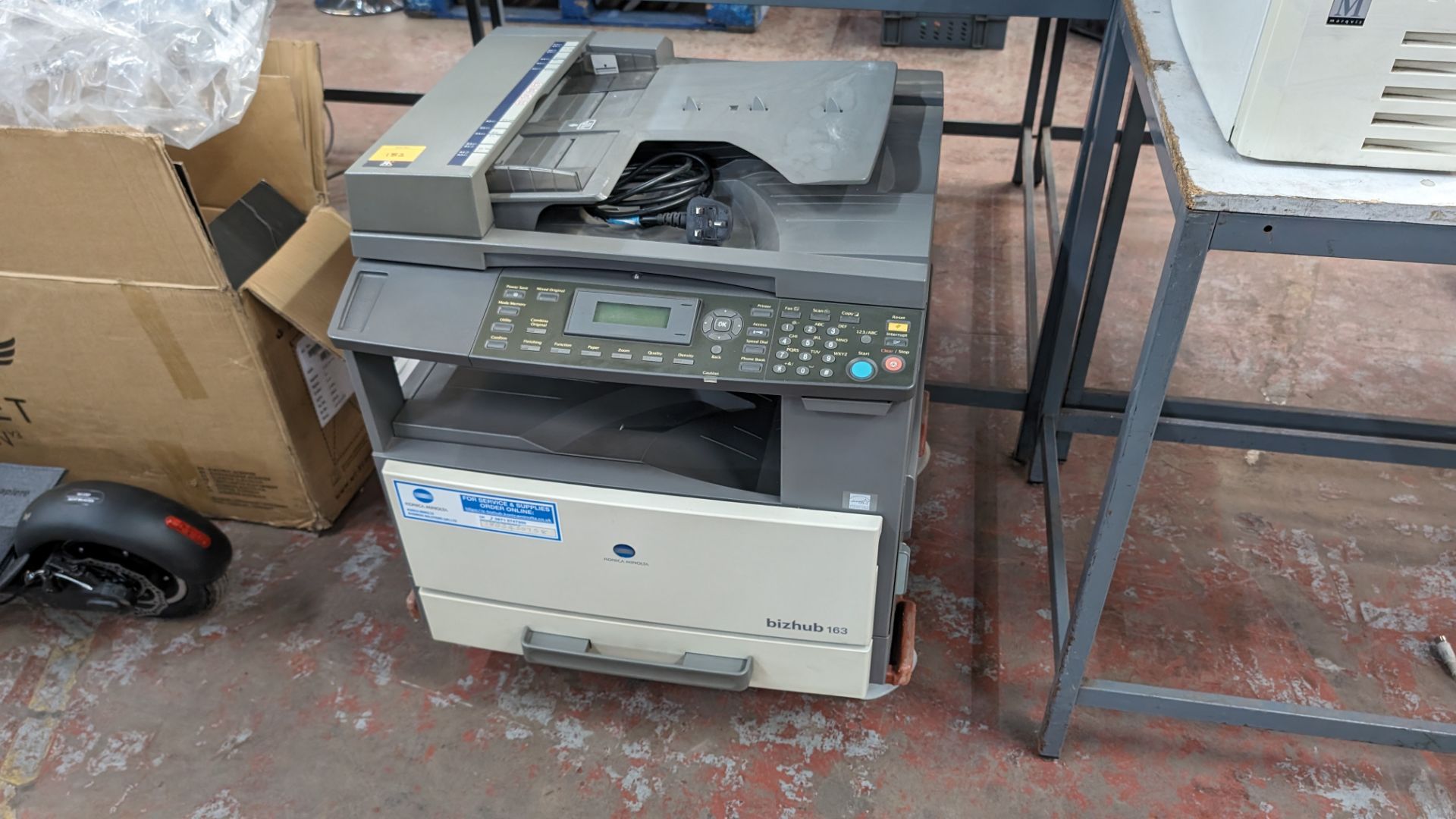 Konica Minolta Bizhub 163 copier. NB the wheeled dolly the copier is sat on is excluded