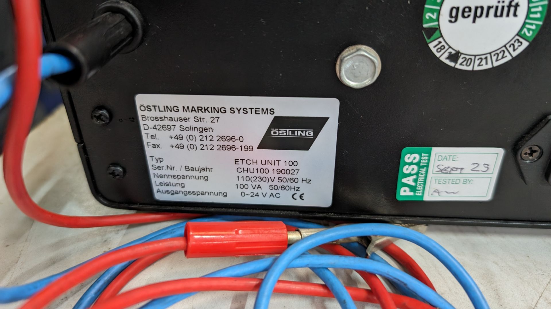 Ostling electrolytic marking system model EU100 - Image 6 of 6