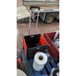 Mixed lot comprising folding mobile crate & contents including electrical extension cable plus roll