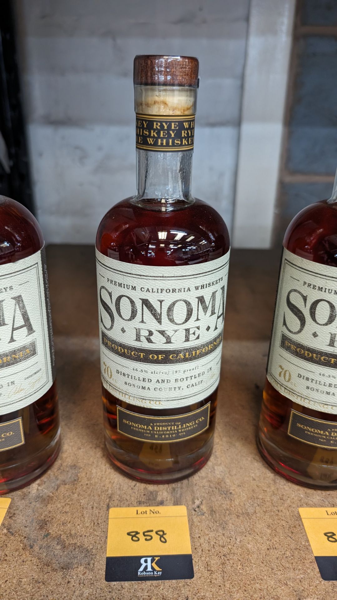 1 off 700ml bottle of Sonoma Rye Whiskey. 46.5% alc/vol (93 proof). Distilled and bottled in Sonom