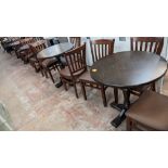 5 off matching single pedestal round tables, each with a top approximately 750mm diameter