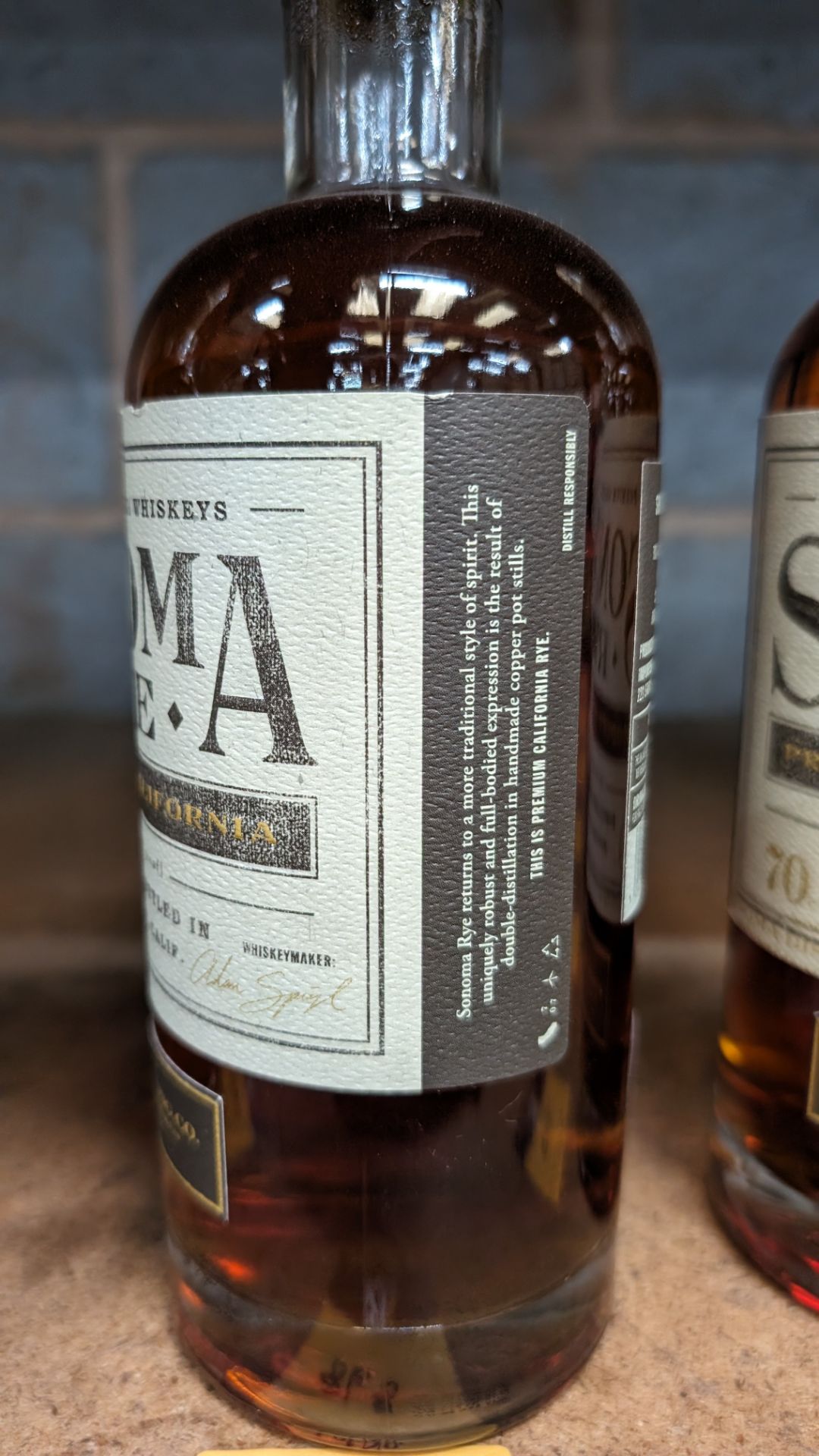 1 off 700ml bottle of Sonoma Rye Whiskey. 46.5% alc/vol (93 proof). Distilled and bottled in Sonom - Image 5 of 5