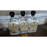 3 off 700ml bottles of Tappers 47% ABV Brightside Coastal London Dry Gin. Individually numbered bot