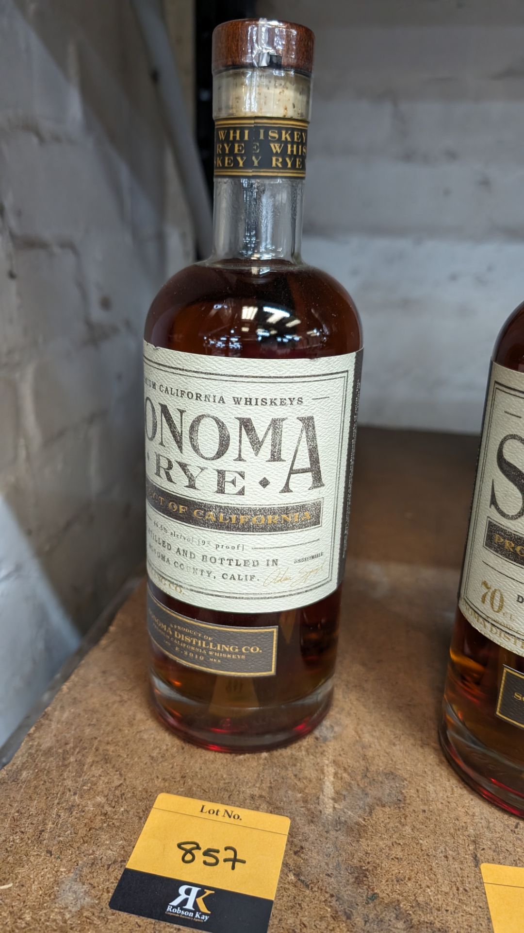 1 off 700ml bottle of Sonoma Rye Whiskey. 46.5% alc/vol (93 proof). Distilled and bottled in Sonom