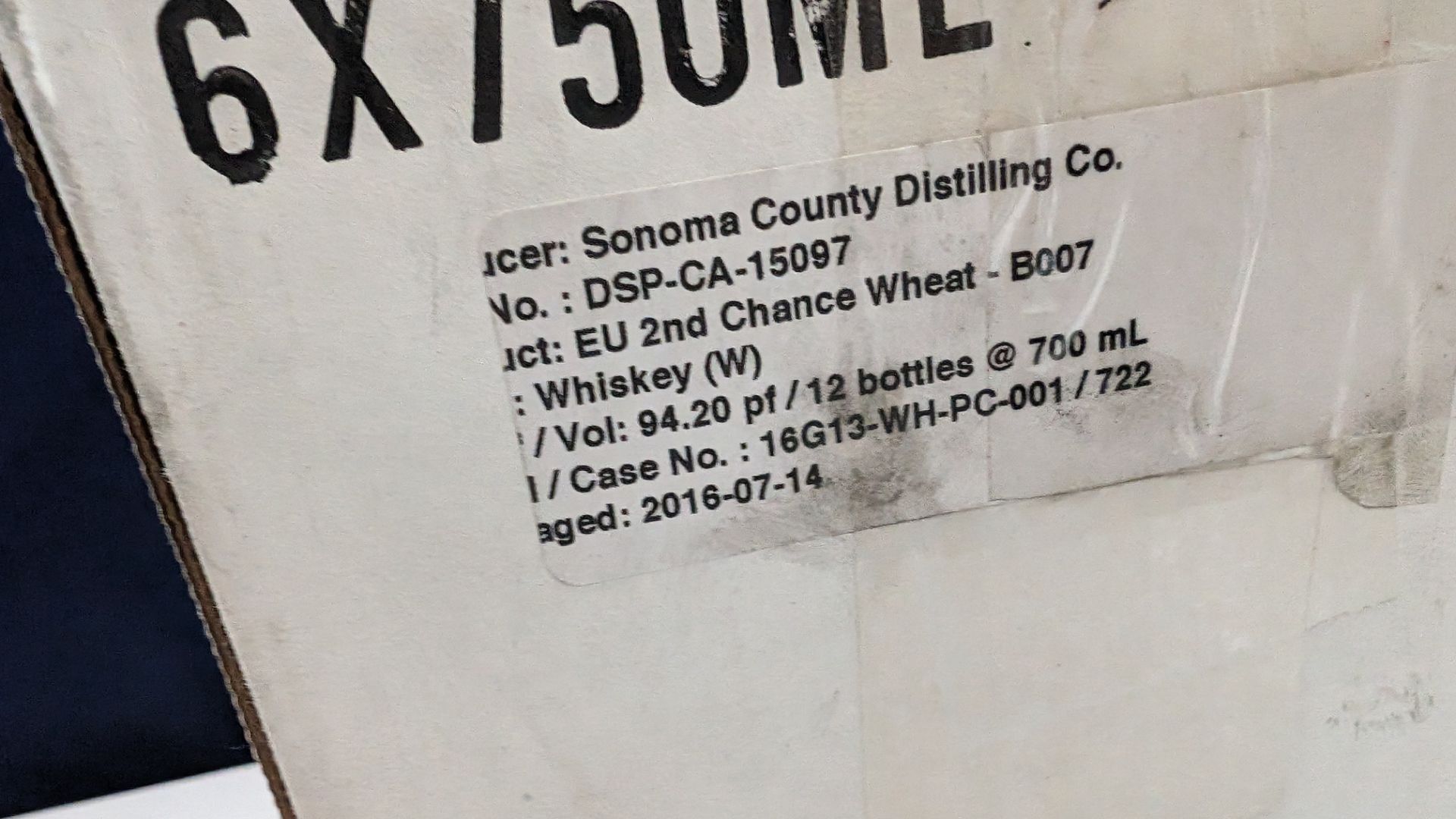 6 off 700ml bottles of Sonoma County 2nd Chance Wheat Double Alembic Pot Distilled Whiskey. In white - Image 5 of 9