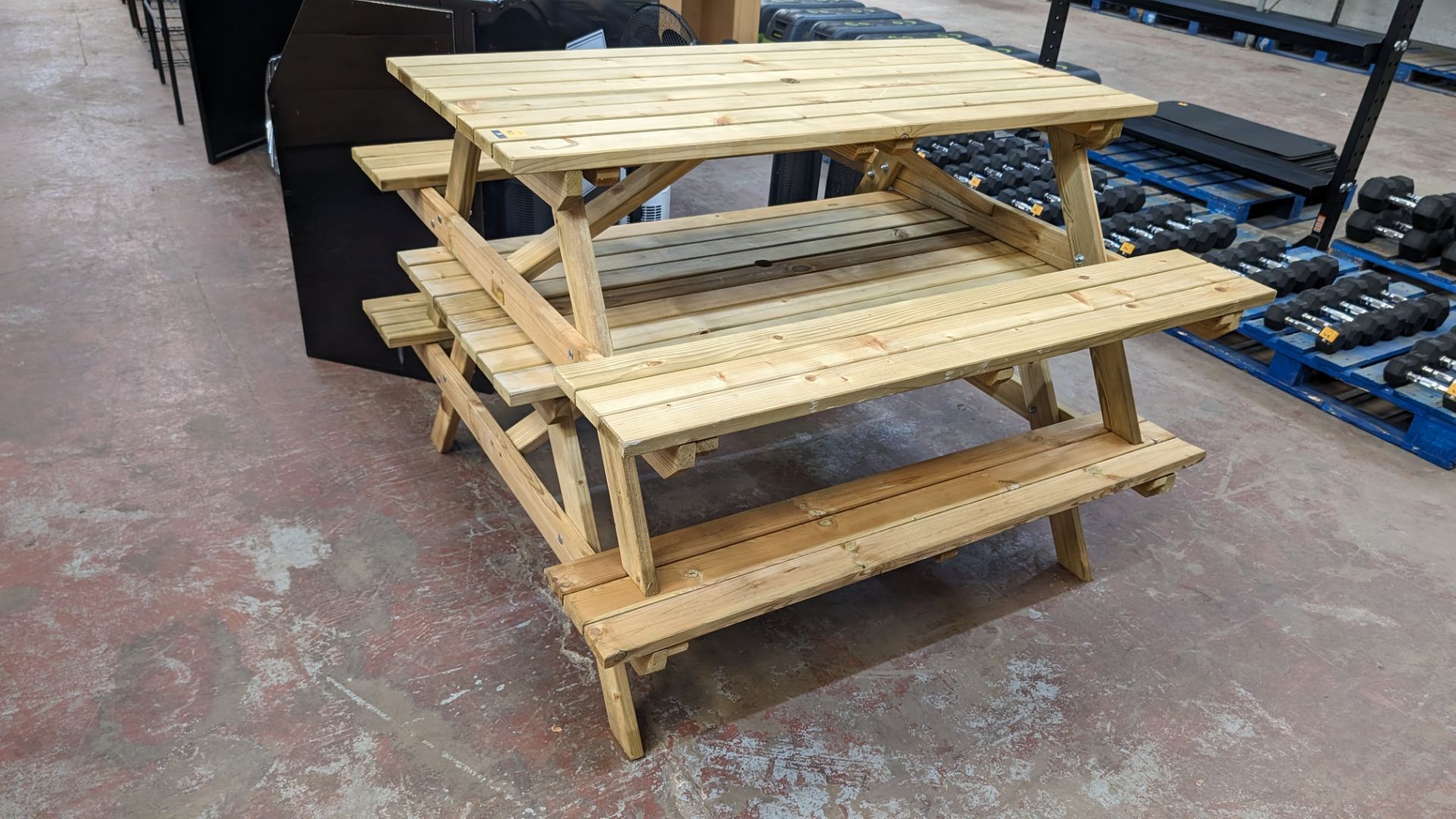 2 off Rowlinson wooden picnic benches, each with max dimensions including the seating sections of ap - Image 2 of 6