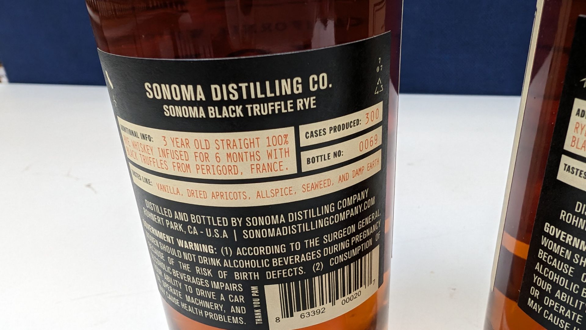 3 off 375ml bottles of Sonoma Black Truffle Rye Whiskey. 50% alc/vol (100 proof). Straight rye whi - Image 5 of 8