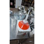 Quantity of glass bowls plus glass jug and Vinator Sulphiter